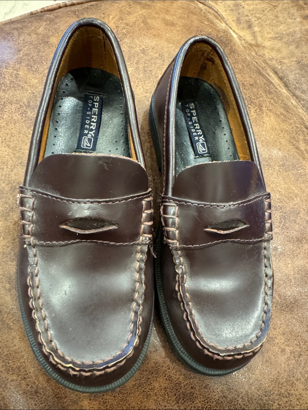 Sperry Top Sider Boy’s Dark Brown Leather Penny Loafers